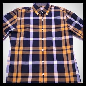 Blue and Yellow J Crew Men’s Patterned Button Down